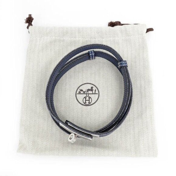 Hermes Kelly Belt 18 Denim Epson Blue Series Silver Hardware